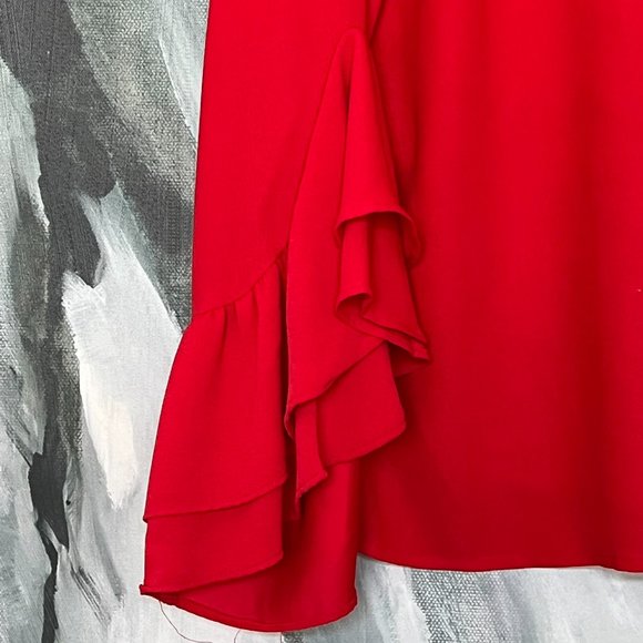 Who What Wear Long Sleeve Red Ruffle Top Size Large - Picture 12 of 12